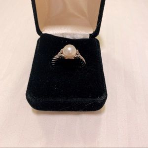 Oceana Sterling Silver 8.5MM White Round Cultured Pearl Ring